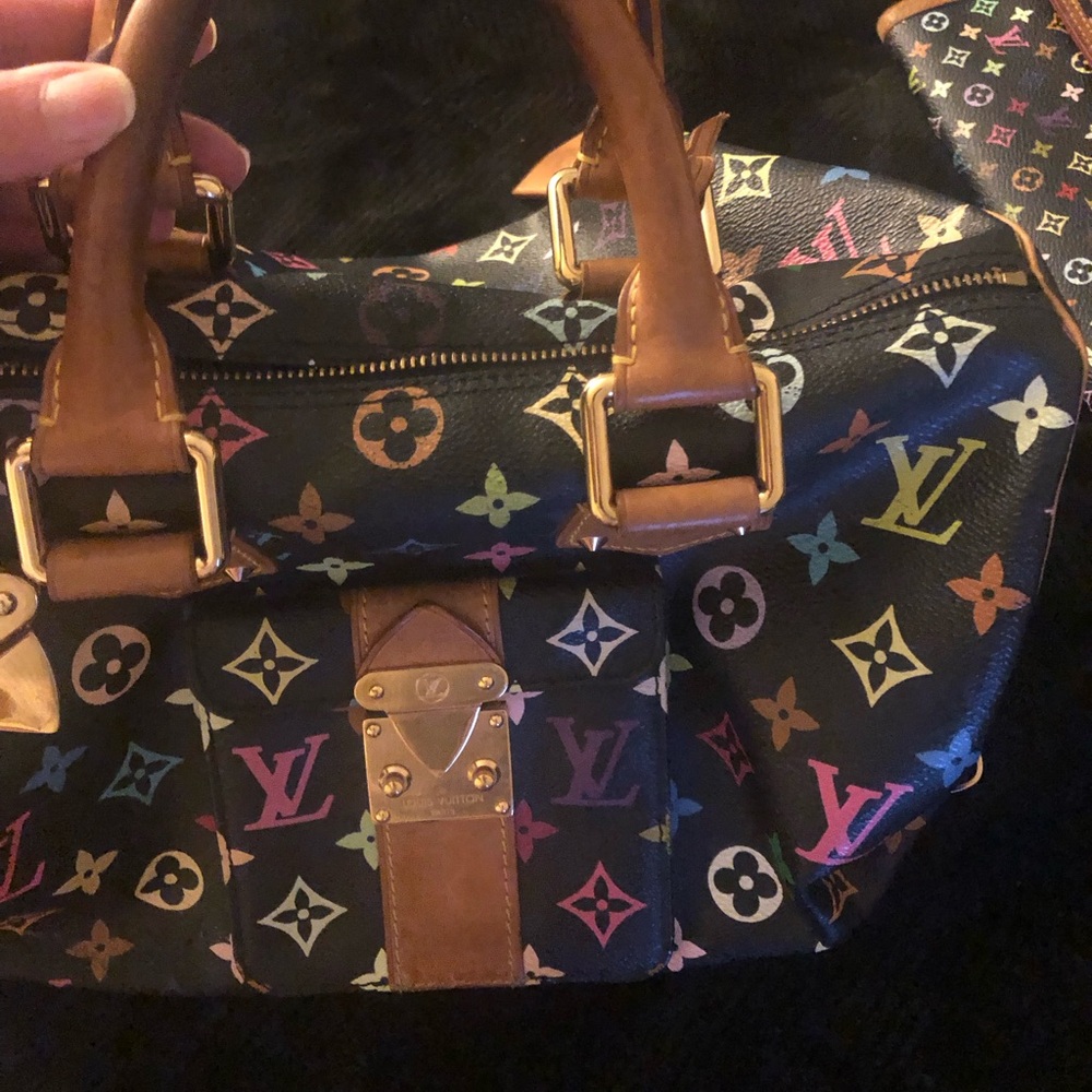 Louis Vuitton multiple color handbag with matching wallet
